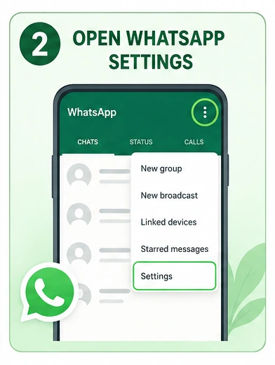 Open WhatsApp Settings